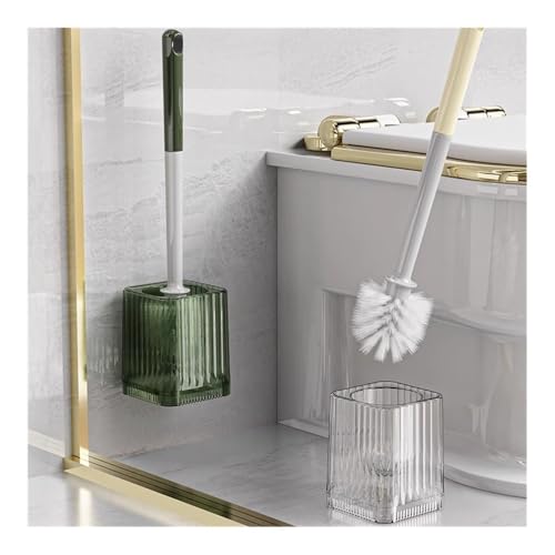 Innovative Green Transparent Toilet Brush Set - Wall Mounted & Floor Standing Holder, Round Brush Head for Effective Cleaning - Plastic Toilet Brush & Holder Combo - Image 5