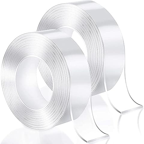 Youery 2pcs Nano Double Sided Tape,Transparent Double Sided Tape,Reusable Nano Adhesive Tape Washable Strong Gel Tape Gel Anti-Slip Adhesive Tape for Carpet,for Wall,Kitchen,Carpet,Photos Cover