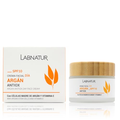 Crema Facial Argán 50ml SPF10. Labnatur. Con Células Madre de Argán y Manteca de Karité. Reduce las Arrugas, Aumenta la Firmeza y Nutre la Piel.