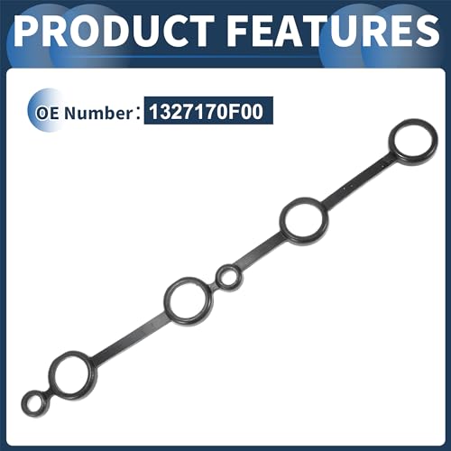 Image of Spark Plug Tube Gasket, Valve Cover Gasket, Cylinder Head Valve Seal Gasket No.1327170F00 for Nissan 240SX 1995-1998 for Nissan Frontier 1998 Black, Rocker Cover Gasket 1 Pc
