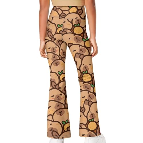 Image of Girls Leggings Floral Print High-Waisted Flared Pants 5-14 Years