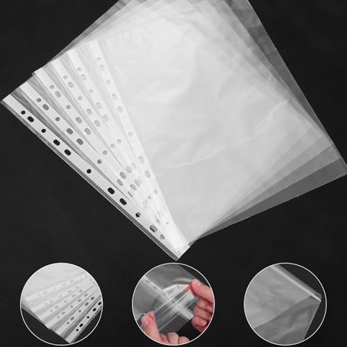Fundas multitaladro A4 de plastico transparente Gatuida para archivar documentos sin perforar 3