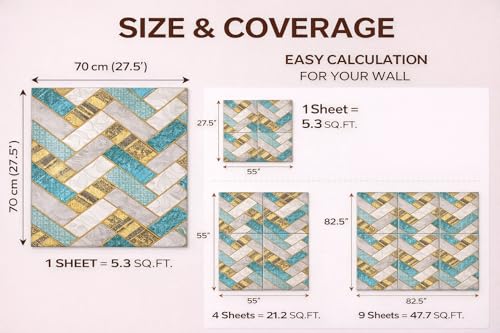 Image of Barebeauty 3D Wall Panel Wallpaper, Self Adhesive PE Foam Brick Sticker, Waterproof Wall Covering for Home Decor, 70 x 70 cm (Pack of 45, 237.15 Sq. Ft. Approx)