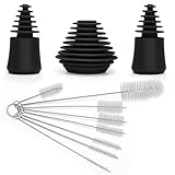COITEK Silicone Cleaning Plugs, 3PCS Silicone Cleaning Stoppers, with 8PCS Bottle Brushes Set for Cleaning, Storaging, and Proofing Glass Water Pipes (Black)