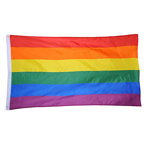 Hemore Bandera de Arcoiris,Bandera LGBT Grande 150×90cm(Impermeable y no se Descolora)