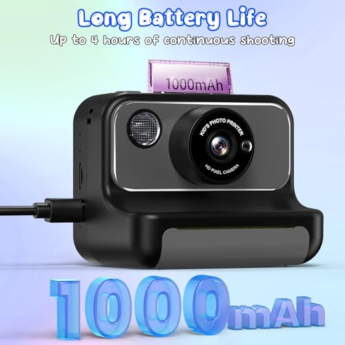 Image of Kids Camera Instant Print, Christmas Birthday Gifts for Girls and Boys | Kids Camera 1080P HD Video Digital Camera, Toddler Toy for 3-12 Years Old, Black