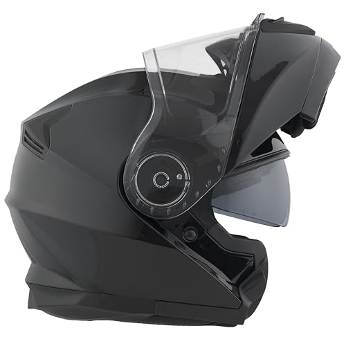 Casco Moto Modulare BHR 836 FLIP-UP, Casco Moto Apribile Omologato ECE 22.06 Con Schermo Parasole Doppia Visiera Antigraffio e Sgancio Micrometrico, Utilizzo Touring e Cittadino, Nero Metallizzato XXL