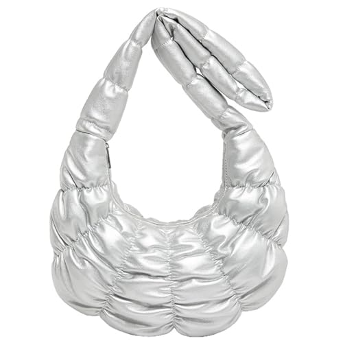Sac à bandoulière rembourré en cuir synthétique souple aux détails plissés
