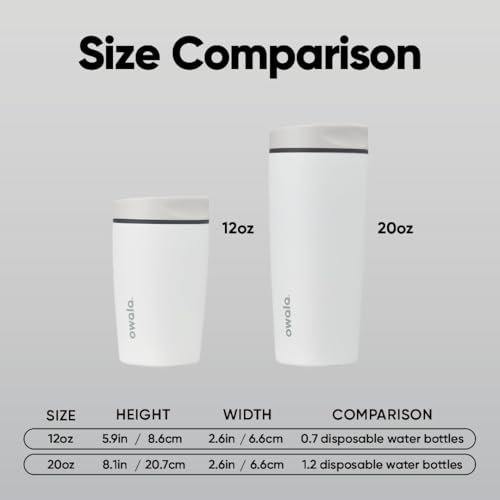 Image of Owala SmoothSip Slider Insulated Stainless Steel Coffee Tumbler, Reusable Iced Coffee Cup, Hot Coffee Travel Mug, BPA Free 20 oz, Peachy Keen