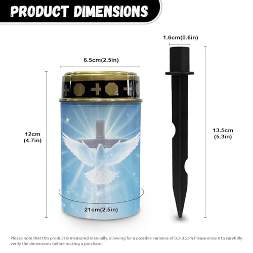 Image of Poceacles Cross Outdoor Solar Lights - Waterproof Grave Stake Lights - Solar Powered Lantern - Blue Dove of Peace Cross