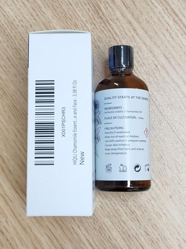 Image of HIQILI 100ML Chamomile Essential Oil, Pure & Natural Chamomile Oil for Diffueser, Skin, Soap, Shampoo - 3.38 Fl Oz