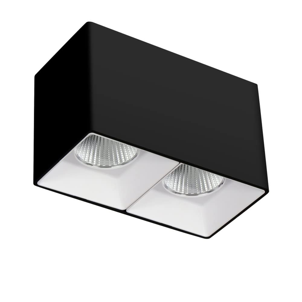 Faretto LED, apparecchio di Illuminazione da soffitto per Interni a 2 luci da 20 W, Rettangolare per Cucina, Soggiorno e Camera da Letto, faretti a Binario Fisso/Lampada d'accento/
