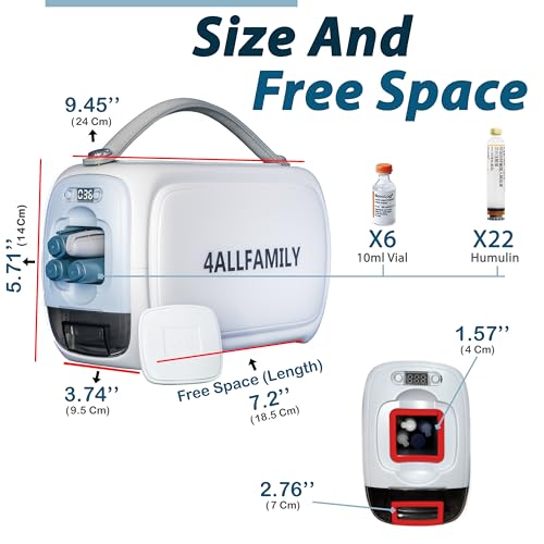 Image of 4ALLFAMILY 2N1 Pioneer 4 Insulin Pen Rechargeble Battery + USB Powered Portable Mini Fridge Medication Cooler Travel Case with Temperature Display TSA Approved Ideal for Refrigerated Medicine 36-46F