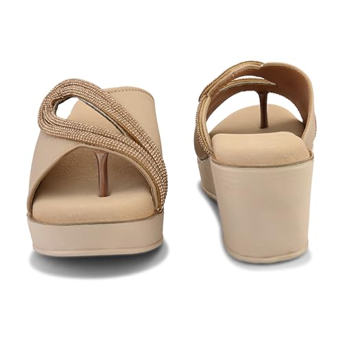 Image of Centrino Women's Wedge Heel Sandals | Stylish Slip-On Sandals for Ladies | Soft Cushioned Footbed for Comfort | Elegant & Trendy Design | Lightweight and Durable Fashion Footwear (9404)