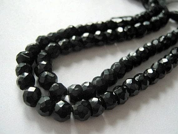 Chapelet de spinelle noire LKBEADS rondelles facettées 5.25x4mm pierre naturelle perle DIY