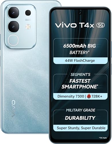 vivo T4x 5G Marine Blue 8 GB RAM 256 GB ROM | Dimensity 7300 5G | Octa Core Processor | 50MP + 2MP Rear Camera | 6500 mAh Battery view 1