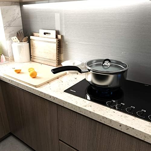 TOTIO Stainless Steel Texture Self-Adhesive Wallpaper Peel Stick Silver Sticky Back Plastic Roll Aluminum Foil Contact Paper Waterproof Oil Proof Kitchen Worktop Covering Stove Backsplash Vinyl Wrap