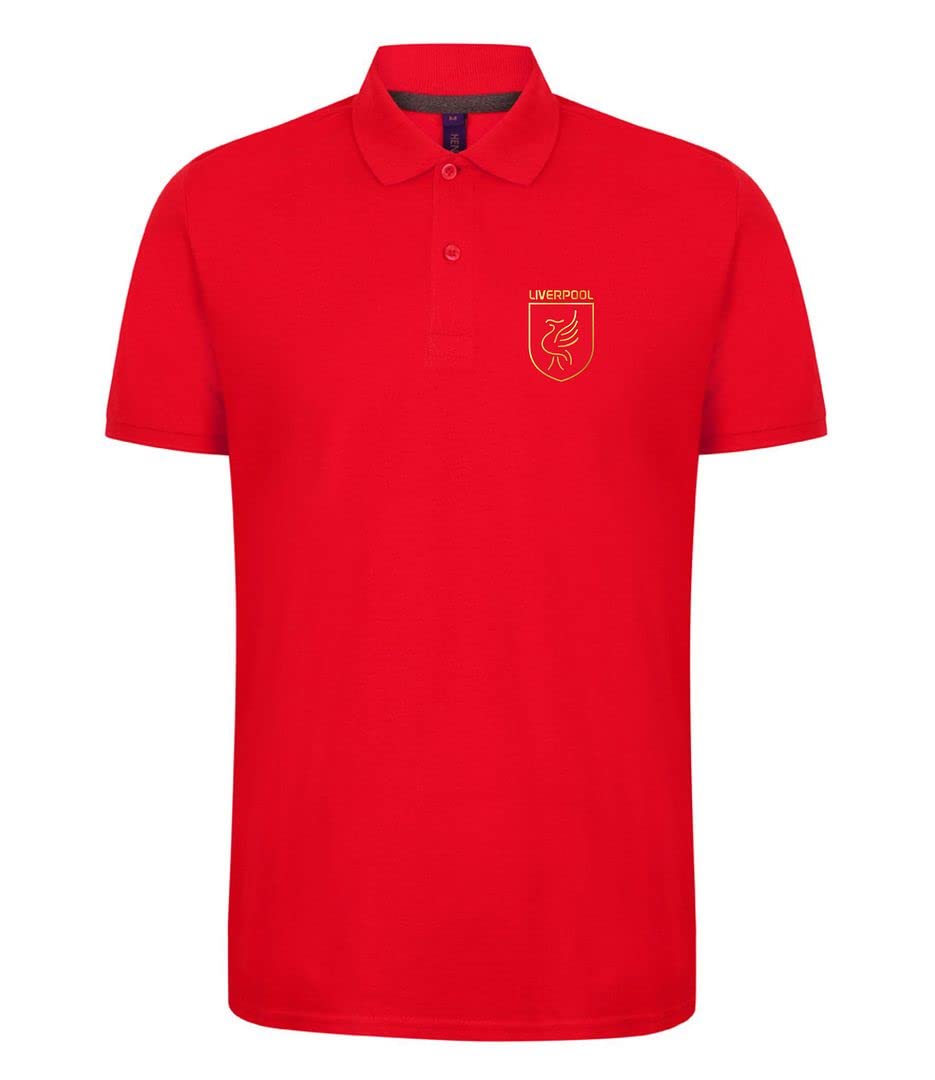 Cyclops Print Liverpool Football LiverBird Crest Design Polo Mens RED 2XL