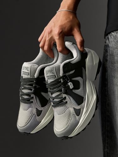 Image of The Souled Store Raptors V2: Men and Boys Low Top Sporty Casual Street Wear Chunky Sneakers | Retro Trainer with Breathable Mesh, Cushioned EVA Midsole & Ultra-Grip Rubber Outsole