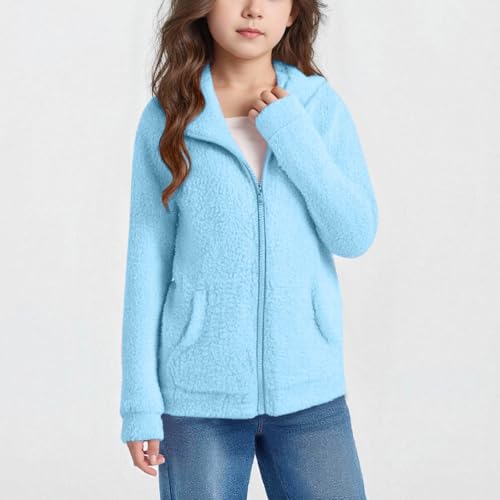 Kids Boys Girls Polar Fleece Jacket Sherpa Fleece Winter Jacket Fall Hoodie Sweatshirt Zip-up Lightweight Coat 5-14 Years2