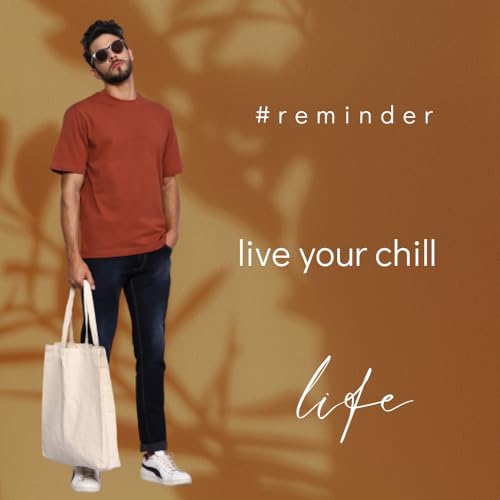Image of Boxed Solid Oversized T-Shirts for Men, Relaxed Boxy Fit, Round Neck, Knitted Cotton T-Shirt, 100% Cotton, Heavyweight Premium Fabric T-Shirt