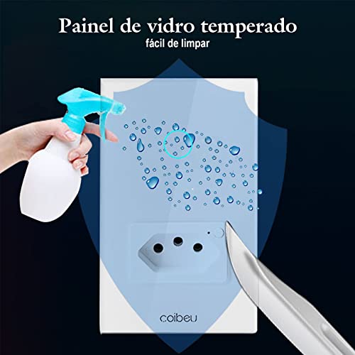 Interruptor Inteligente WiFi com Tomada, Interruptor Smart Sem Fio Doméstico Multifuncional, Control