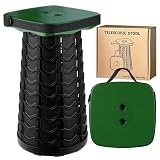 KALBIGRO Verde Sgabello Pieghevole Portatile, Sgabello Telescopico, Sedie da Campeggio Telescopico per Esterno, Pesca, Barbecue, Viaggi, Feste, Giardino, Carico 220 kg/485 lbs