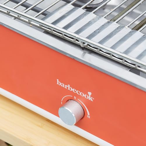 Barbecook elektrischer Tischgrill E-Carlo mit Tragetasche geeignet für Balkon als Outdoor Camping-Grill, spülmaschinen-fest, Rot 42,5x33x16,5cm