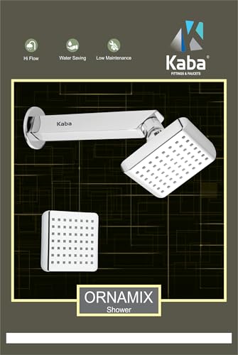 Image of KABA by ACQUASO 4x4 inch Inches Overhead Shower | High Pressure Rain Spa System For Luxury Bathroom | ABS Rainfall Showerhead Easy Install with Steel 9 inch ARM (ORNAMIX)