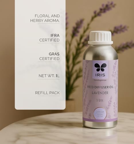 Image of IRIS Lavender Reed Diffuser Oil Refill | 1 Litre | Relaxing & Calming Home Fragrance Oil | Long-Lasting Reed Diffuser Refill for Home, Office & Commercial Spaces