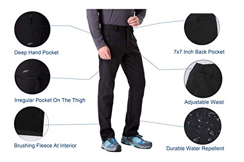 Trailside Supply Co. Men's Fleece Lined Insulated Pants Softshell Pants,Water And Wind-Resistant Black Size Large #TOP4