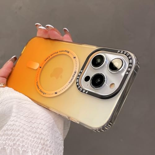Étui magnétique iPhone 14 Pro Max coque de charge sans fil acrylique orange mat
