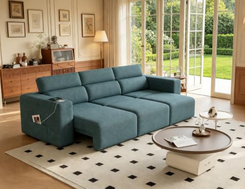 122" Electric Sleeper Sofa Bed in Blue
