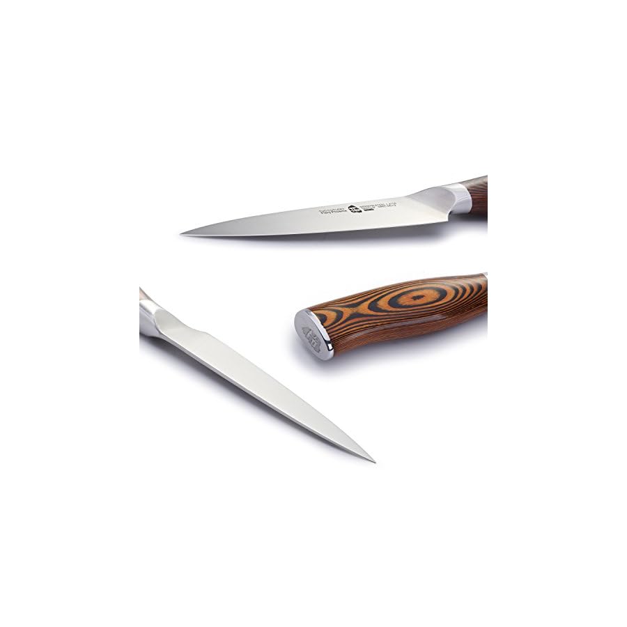 TUO Utility Knife, Small Kitchen Knife, 5 inch Paring Knife High Carbon German Stainless Steel Cutlery with Ergonomic Pakkawood Handle