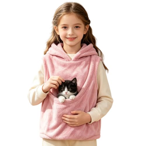 Girls Fleece Pet Pouch Hoodies Sleeveless Cat Dog Carrier Hooded Vest - image 6