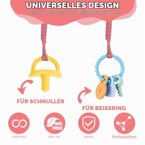 Aolso Schnullerketten Baumwolle Schnullerketten, 4pcs Schnullerkettenclips, Schnullerketten, Schnuller… – Ansicht 5