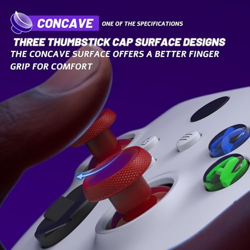 Image of eXtremeRate ThumbsGear V3 Interchangeable Thumbsticks for Xbox Core Controller, 4 Height Adjustable Convex and Concave Grip Joysticks for Xbox One S /X /Elite, for Nintendo Switch Pro - Carmine Red