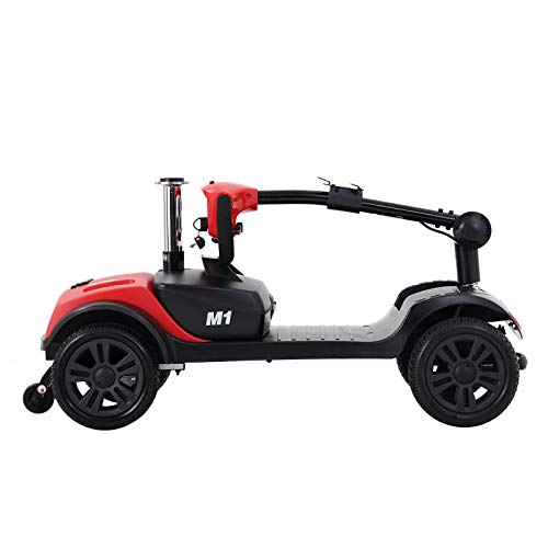 Metro Mobility Electric Mobility Scooter for Seniors Adults - Foldable Tiller - Compact for Travel - 12 Ah Battery - 4 Wheel - M1Lite Red
