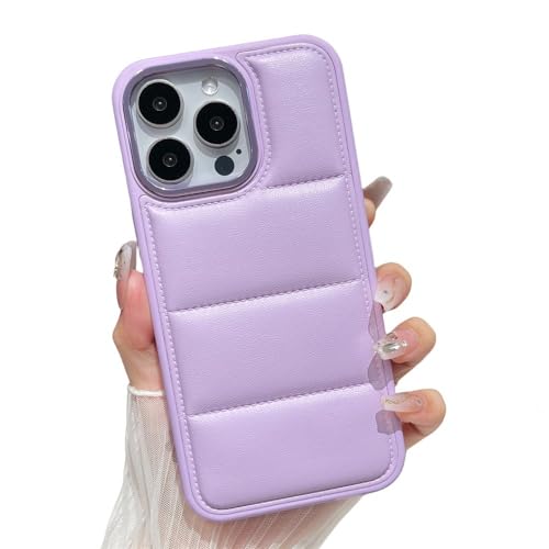 Coque doudoune iPhone 15 14 13 Pro Max silicone violet au design unique