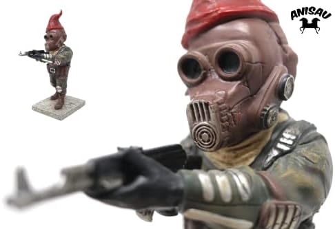 Ronin Gasmask Combat Military Gnome - Funny Unique Fallout Garden Gnomes Massacre - Gardening Statue Figurine Decoration - Lawn Ornament Figure Sculpture for Indoor Outdoor Home Yard Office - 10"
