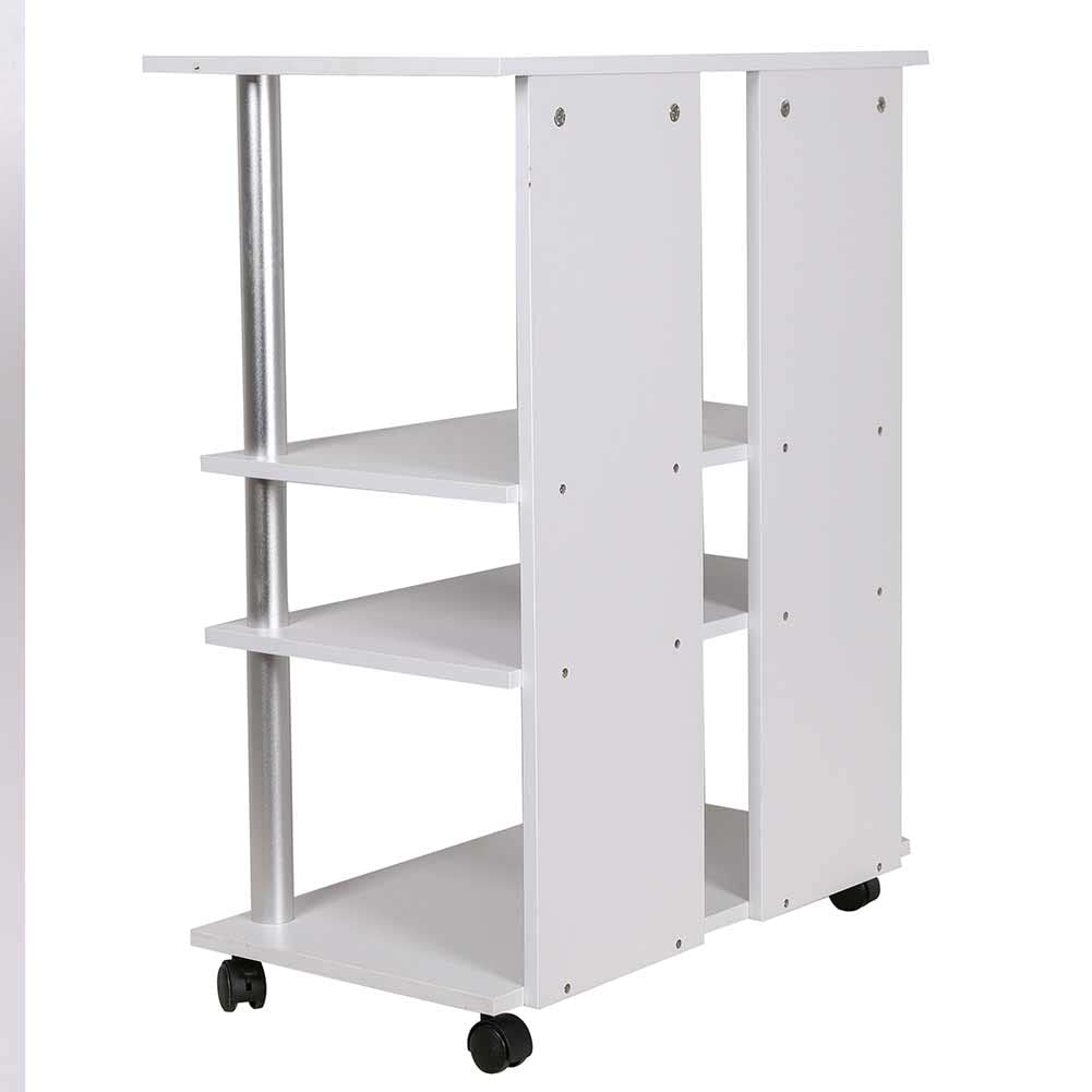 BAKAJI Meuble TV en Bois MDF avec 3 étagères, Porte Console de Jeux DVD et 4 Roues, Meuble Panier pour télévision, Design Moderne, Dimensions 60 x 45 x 80,5 cm, Bras Support Bras (Blanc)