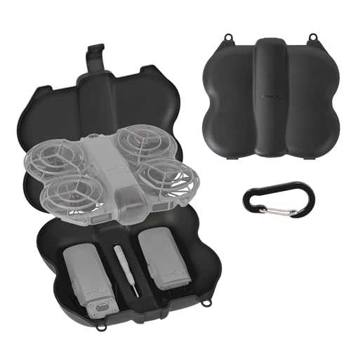 Protective Carrying Hard Case Mini Storage Bag Travel Case Butterfly Compatible with 2 Batteries & Digital Transceiver Accessories for DJI NEO 2 (Black)