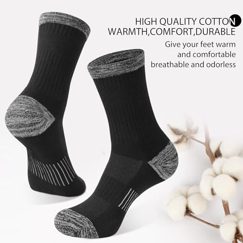 Image of BUDERMMY Crew Socks for Women Hiking Athletic Running Walking Cushioned Compression Cotton Socks 6 Pairs