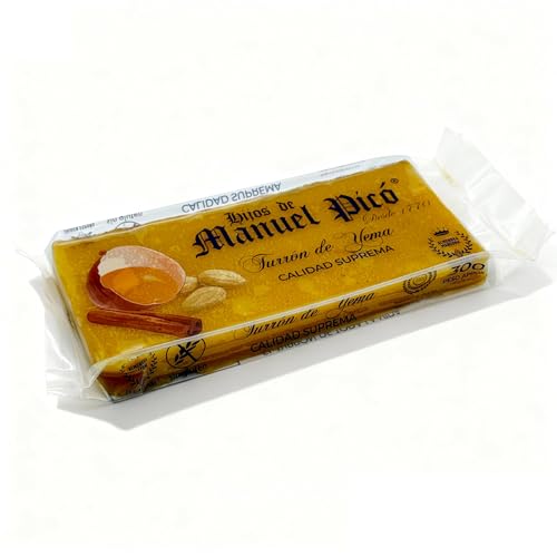 Hijos de Manuel Picó - Turrón de Yema 300g - Maestros Artesanos desde 1770 - Turrón Tradicional Español - Sin Gluten - Hecho en Jijona - Producto Gourmet