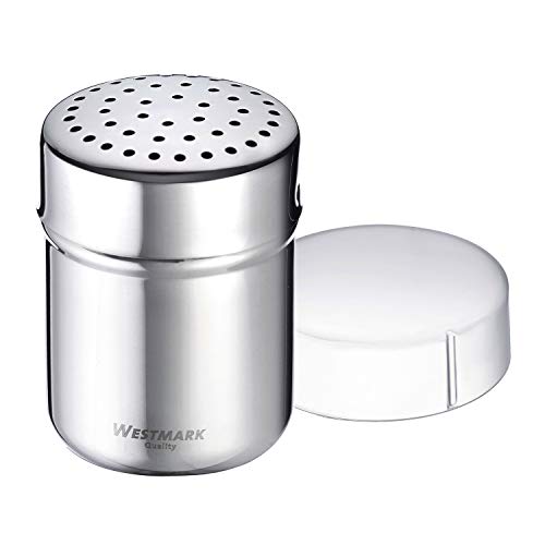 Westmark Espolvoreador de especias, Con tapa de conservación, Capacidad: aprox. 80 - 100 gr, Plástico/acero inoxidable, Grob, Plateado/transparente, 69522260