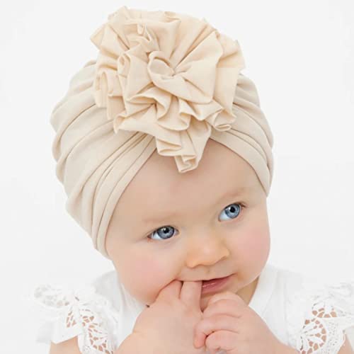 Angla 8 Pack Solid Cotton Turban Hats Large Flower Hair Bows Knot Wide Headwraps Beanie Muslim Islamic India Cap Bonnet Hat For Newborn Infant Toddlers Kids Baby Girls #TOP1