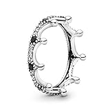 crown ring gold wedding band Sterling Silver Pandora Damen-Stapelring 925 Sterlingsilber Kristall Ringgröße 58 (18.5) 197087NCKMX-58