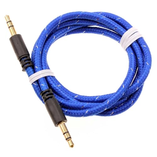Cable Auxiliar 3.5mm Azul Trenzado 1 Metro miniatura 1