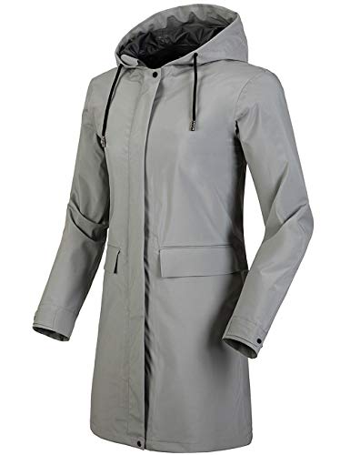 Wantdo Women's Packable Raincoat Lightweight Waterproof Rain Jackets Grey M
