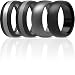 ThunderFit Mens Silicone Rings Wedding Bands - 4 Pack (Dark Silver, Black Middle Silver, Black Middle Grey, Black, 9.5-10 (19.8mm))